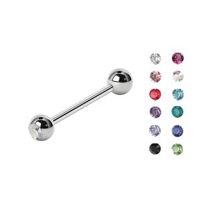 Titanium jewelled tongue barbell